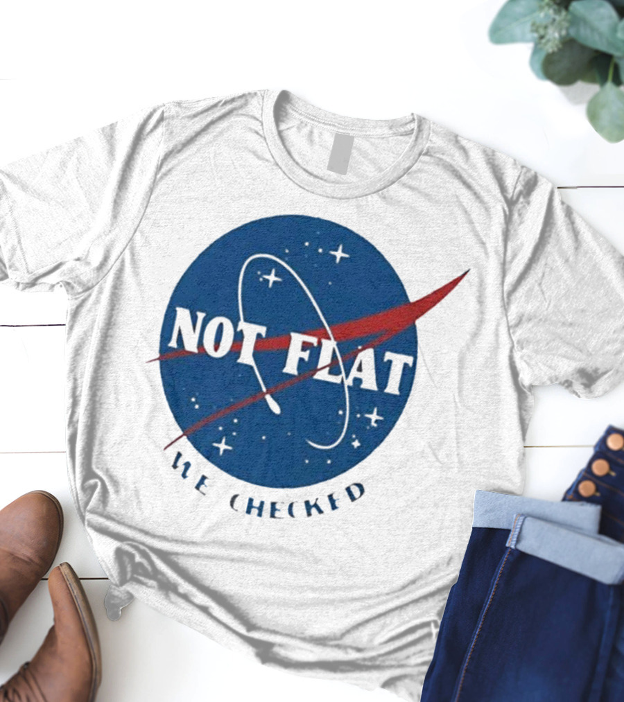 Not Flat We Checked Space Exploration Emblem T-Shirt