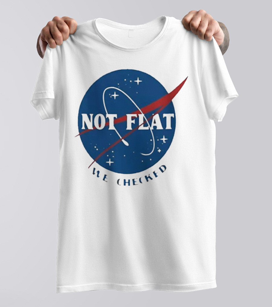 Not Flat We Checked Space Exploration Emblem T-Shirt