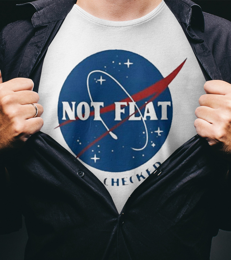 Not Flat We Checked Space Exploration Emblem T-Shirt
