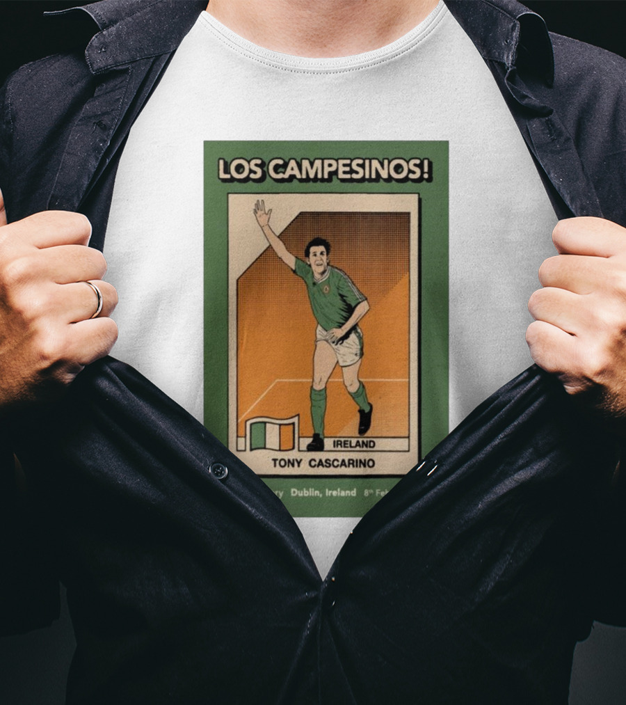 Los Campesinos Dublin Show Featuring Ireland Tony Cascarino Card At Button Factory February 8 2025 T-Shirt