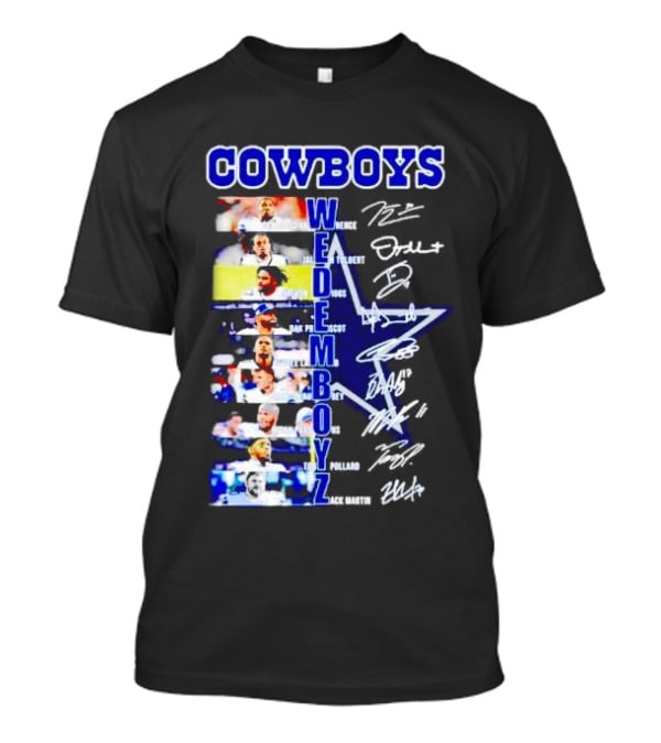 COWBOYS WE DEM BOYZ Dak Prescott DeMarcus Lawrence Trevon Diggs Brett Maher Tony Pollard CeeDee Lamb Zack Martin Dallas Players Signatures T-Shirt