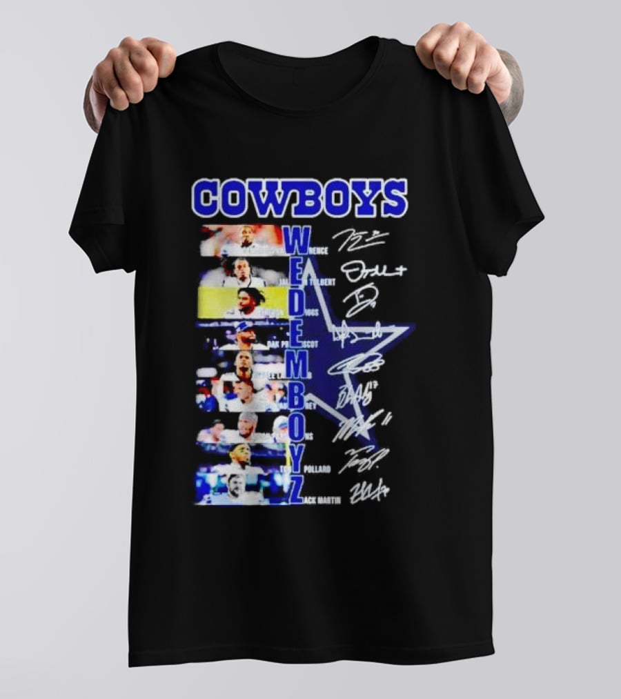 COWBOYS WE DEM BOYZ Dak Prescott DeMarcus Lawrence Trevon Diggs Brett Maher Tony Pollard CeeDee Lamb Zack Martin Dallas Players Signatures T-Shirt