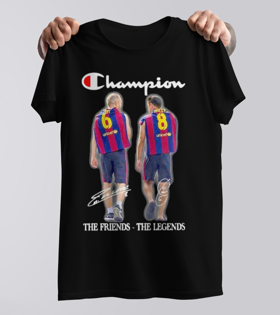 Champion Barcelona Xavi Iniesta The Friends The Legends Signatures T-Shirt