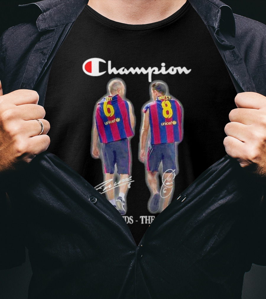 Champion Barcelona Xavi Iniesta The Friends The Legends Signatures T-Shirt