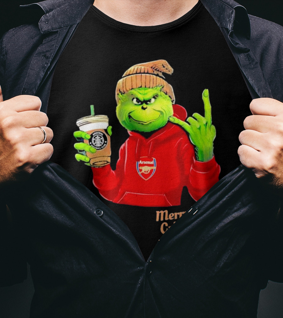 Grinch Arsenal FC Red Hoodie Merry Grinchmas Coffee Cup T-Shirt