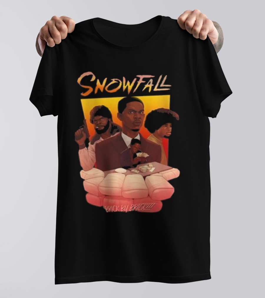 Snowfall Brick By Brick Retro Art Character Collage T-Shirt