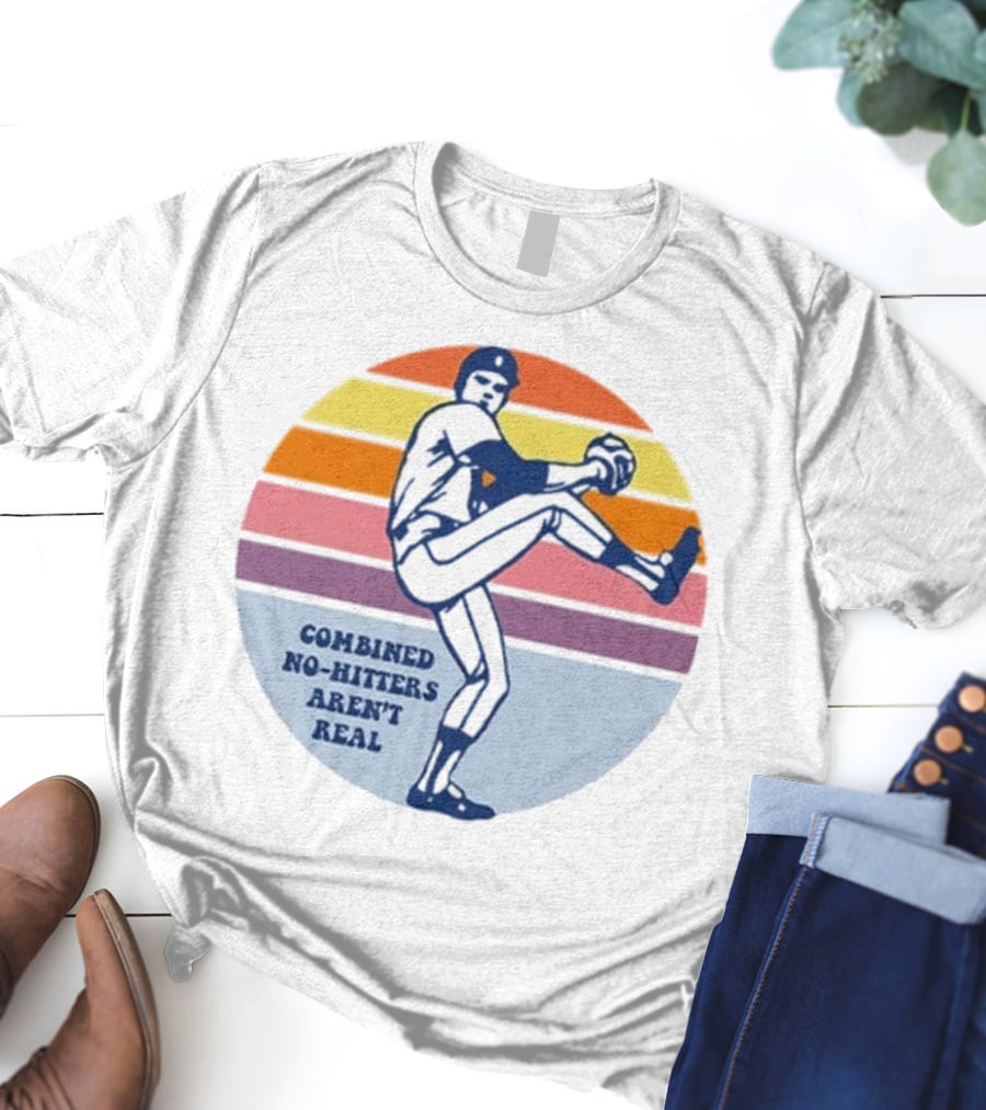 Combined No-Hitters Aren’t Real Vintage Baseball Pitcher Retro Stripes T-Shirt