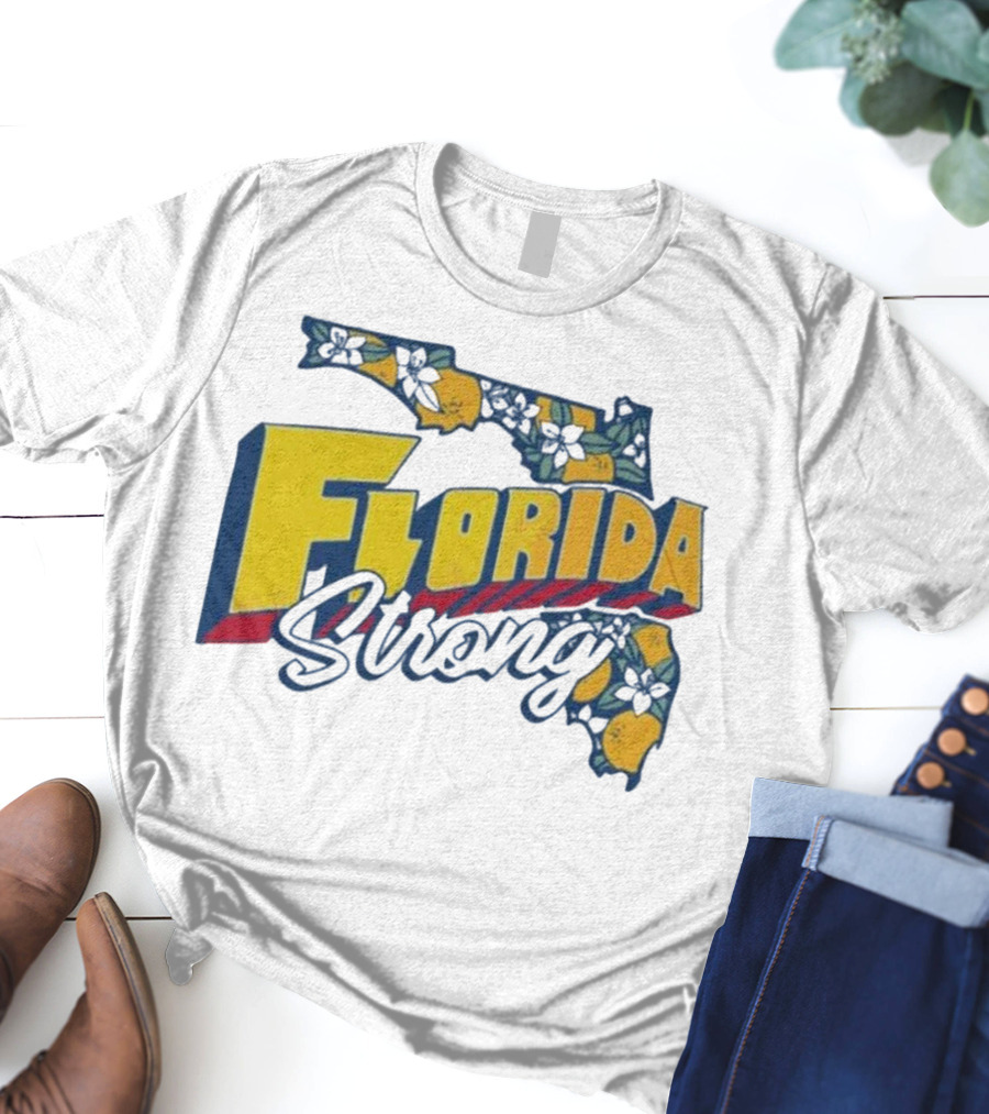Florida Strong Hurricane Milton Pray Orange Blossom Map T-Shirt