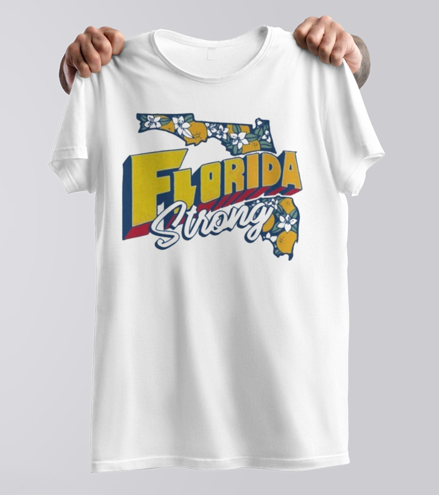 Florida Strong Hurricane Milton Pray Orange Blossom Map T-Shirt