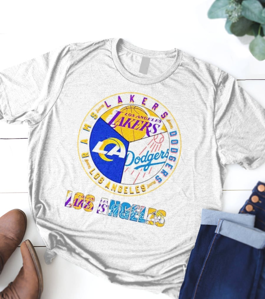Los Angeles Rams Lakers Dodgers Circle Mashup T-Shirt