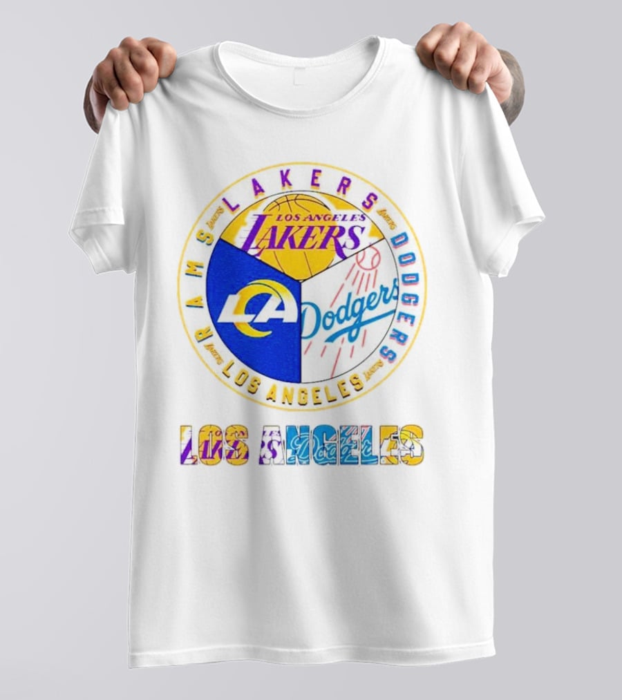 Los Angeles Rams Lakers Dodgers Circle Mashup T-Shirt
