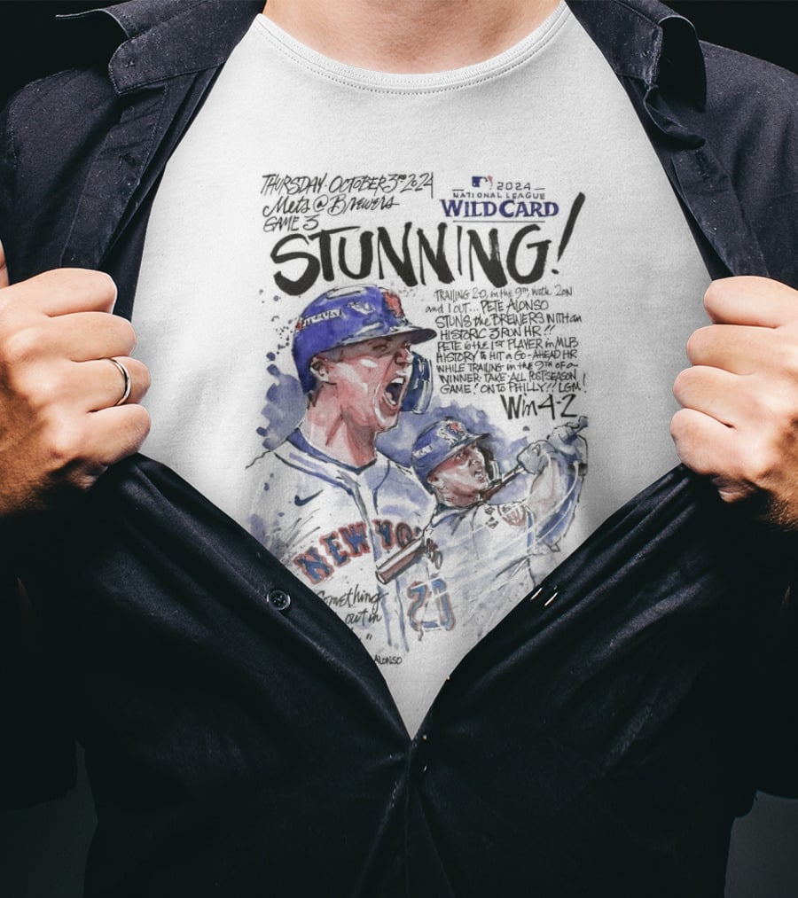 Pete Alonso New York Mets Game 3 Wild Card Series Stunning Win 4-2 T-Shirt
