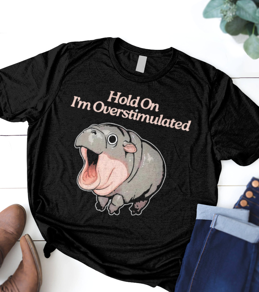Hold On I'm Overstimulated Hippo T-Shirt