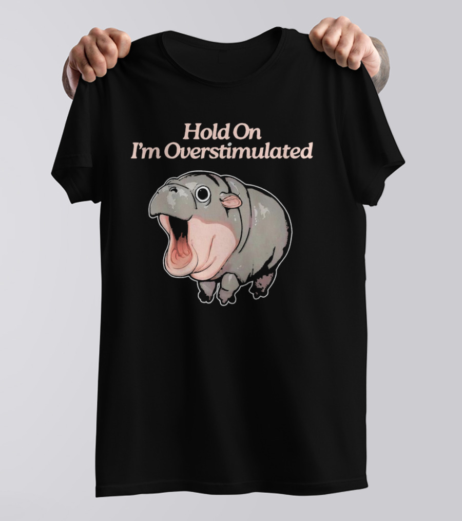 Hold On I'm Overstimulated Hippo T-Shirt
