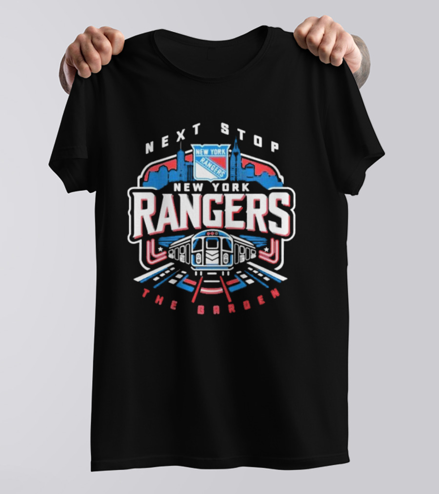 New York Rangers Subway Journey Next Stop The Garden Skyline T-Shirt