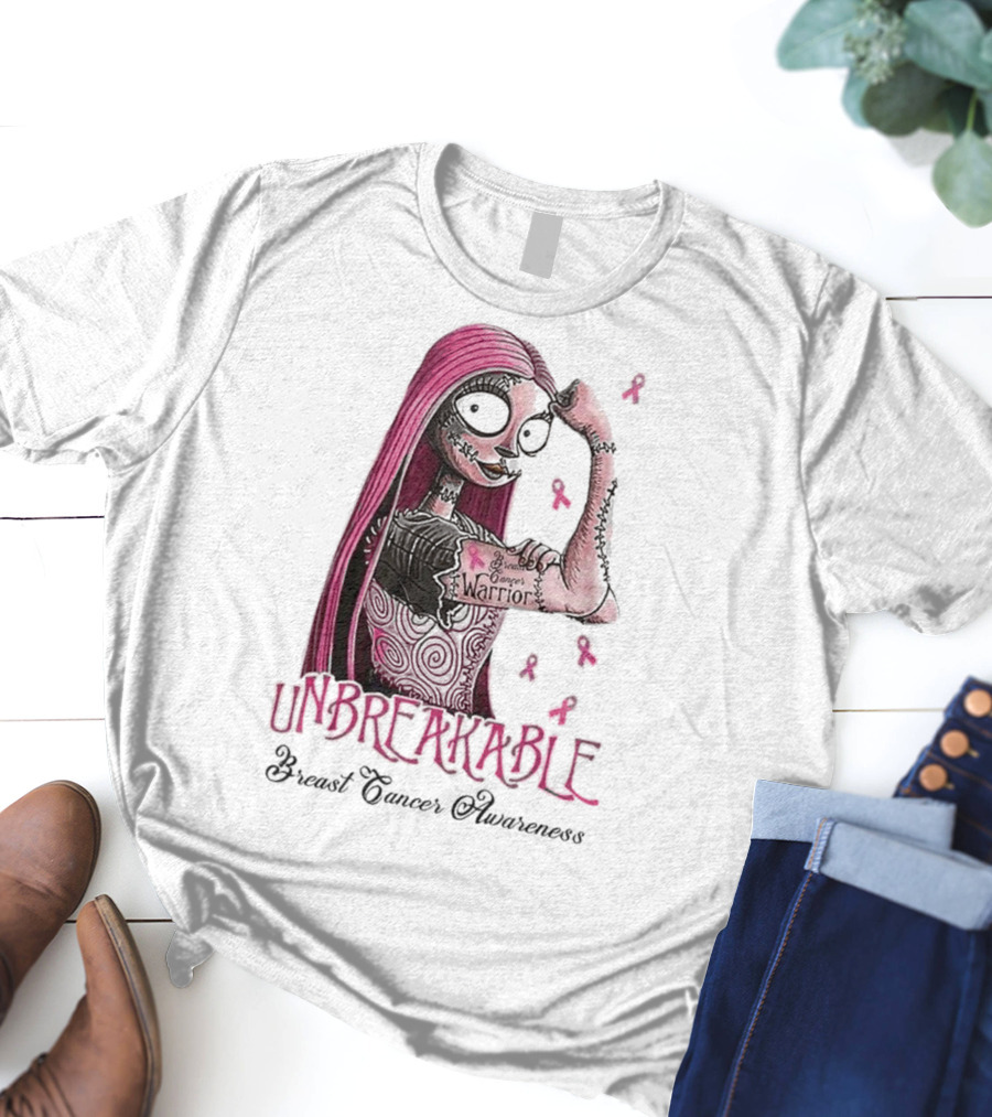 The Nightmare Before Christmas Sally Unbreakable Breast Cancer Awareness Warrior T-Shirt