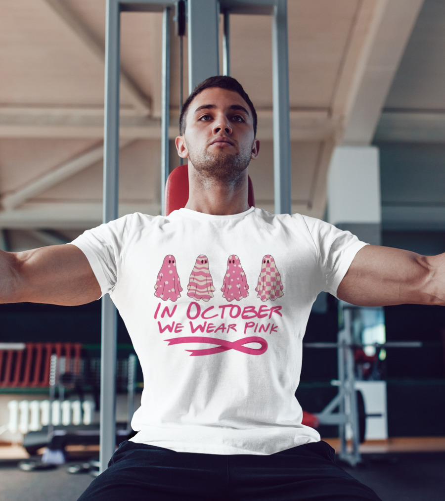 In October We Wear Pink Ghosts Breast Cancer Awareness T-Shirt
