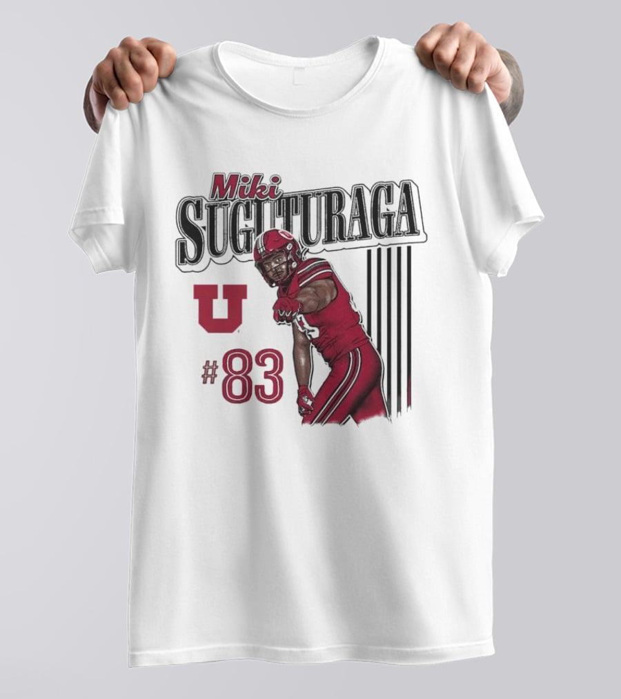 Miki Suguturaga Utah Utes #83 Football Cartoon Player T-Shirt