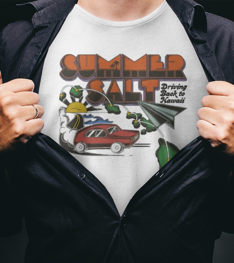 Summer Salt Driving Back To Hawaii Paper Airplane Car Island Tour T-Shirt
