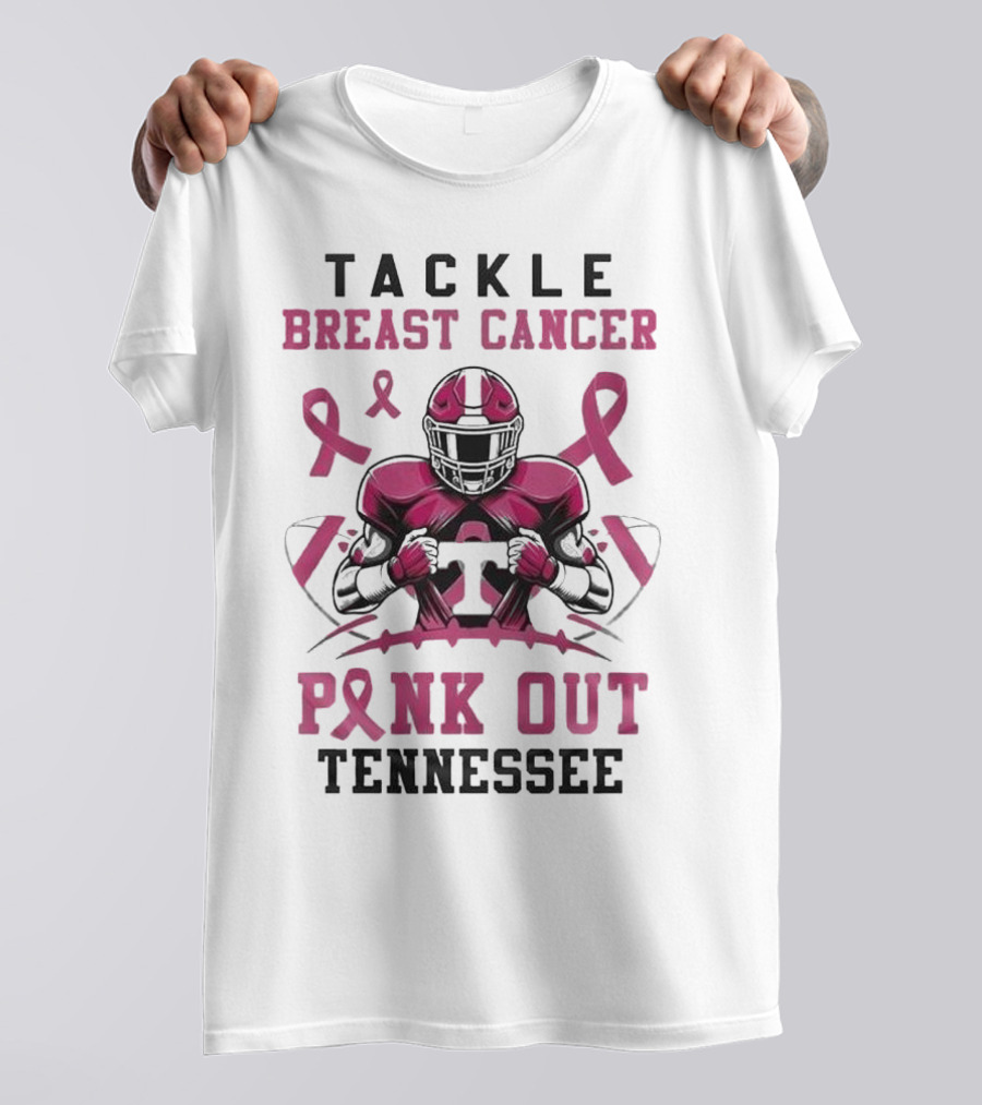 Tackle Breast Cancer Pink Out Tennessee Football T-Shirt
