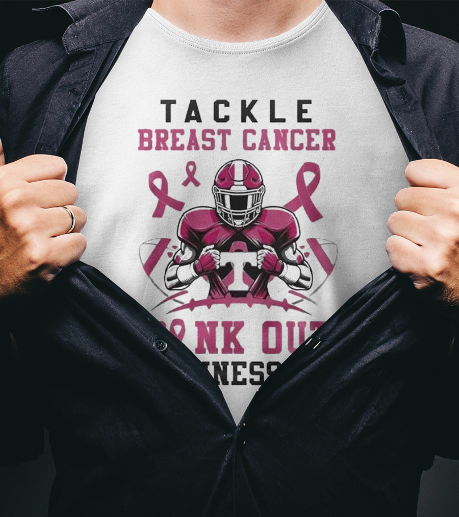 Tackle Breast Cancer Pink Out Tennessee Football T-Shirt