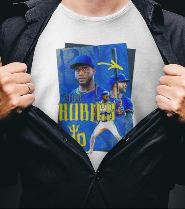 Victor Robles Baseball Player Blue And Yellow T-Shirt