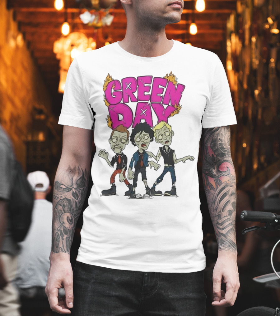 Green Day Zombie Band Cartoon Characters T-Shirt