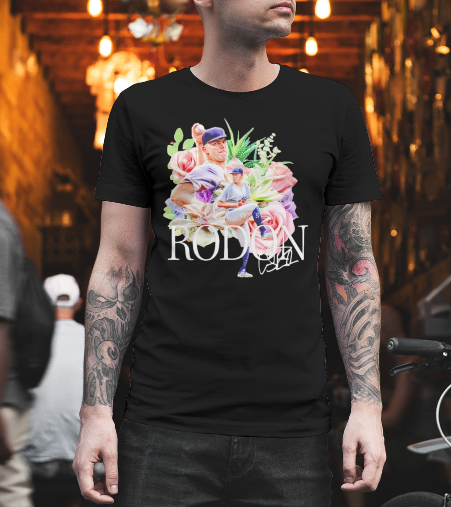 Carlos Rodón New York Yankees Floral Signature Baseball T-Shirt