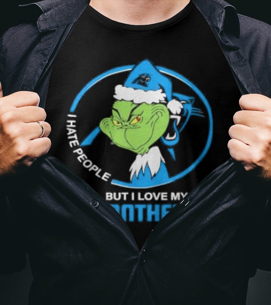 Carolina Panthers Christmas Grinch I Hate People But Love My Panthers T-Shirt