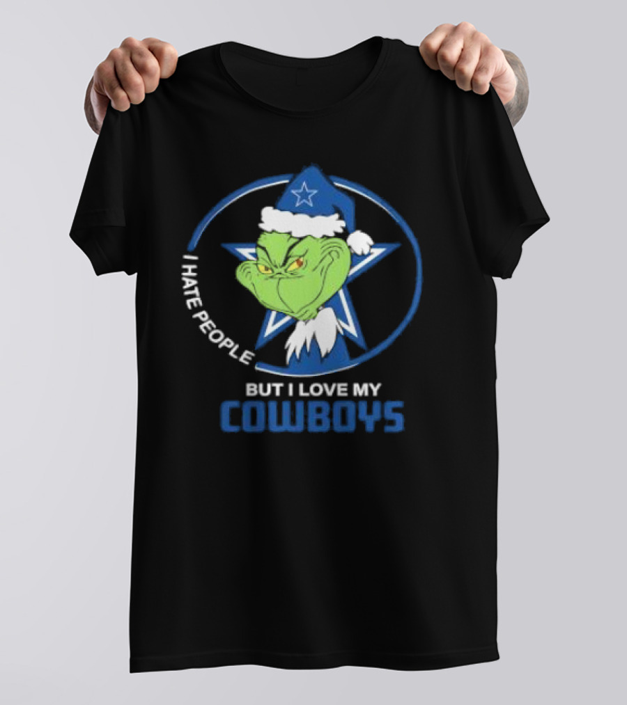 Dallas Cowboys Christmas Grinch I Hate People But I Love My Cowboys T-Shirt