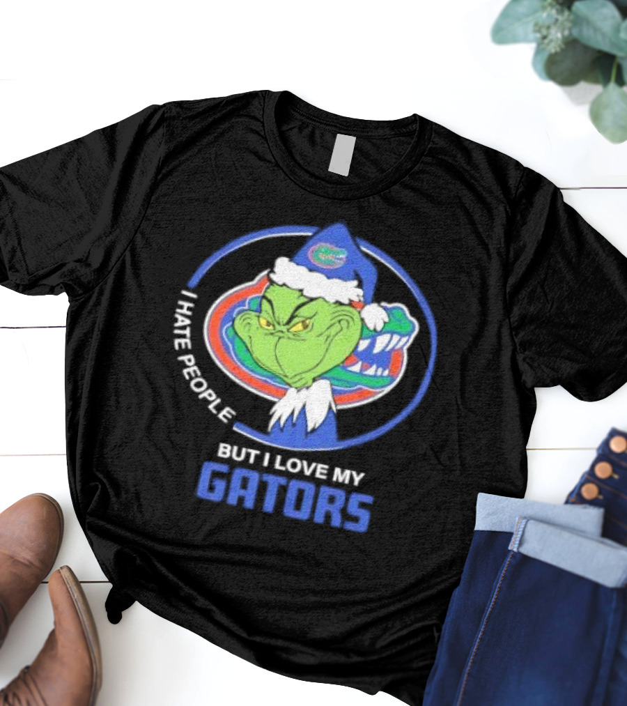 I Hate People But I Love My Gators Grinch Christmas T-Shirt