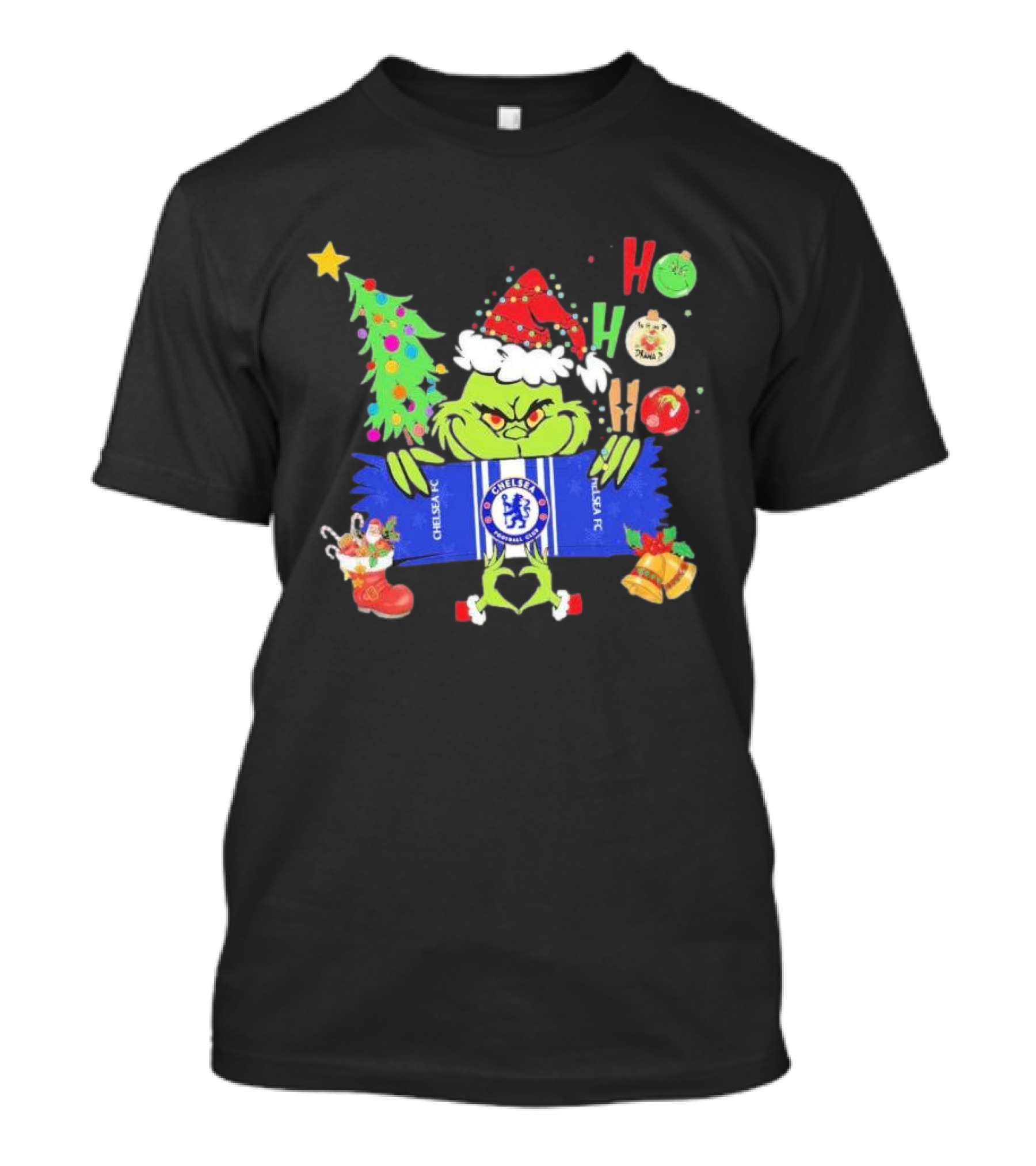 Grinch Ho Ho Ho Chelsea FC Christmas Festive Football Fun T-Shirt