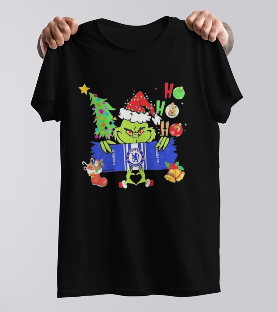 Grinch Ho Ho Ho Chelsea FC Christmas Festive Football Fun T-Shirt
