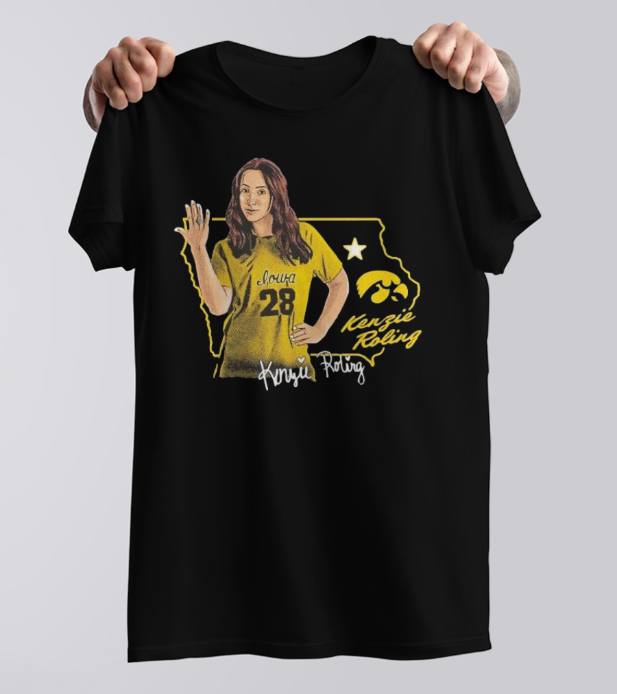 Iowa Kenzie Roling 28 Hawkeyes Cartoon Player T-Shirt