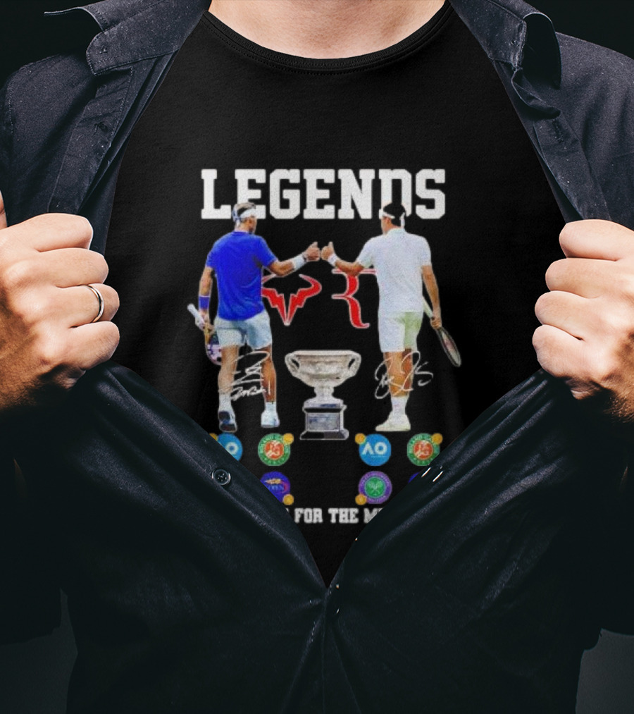 LEGENDS Roger Federer Rafael Nadal Thank You For The Memories Tennis Grand Slam Icons T-Shirt