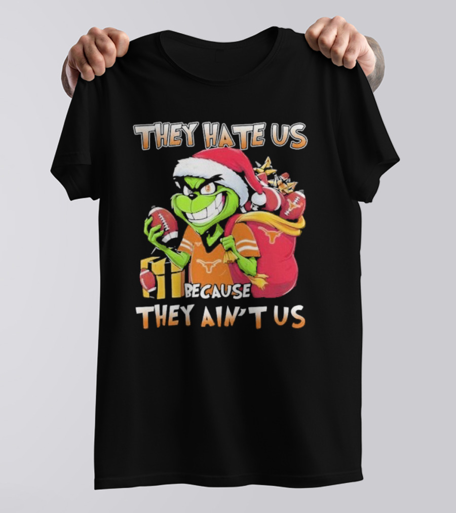 Texas Longhorns Grinch They Hate Us Because They Ain't Us Christmas Football Santa Hat Gift Bag T-Shirt