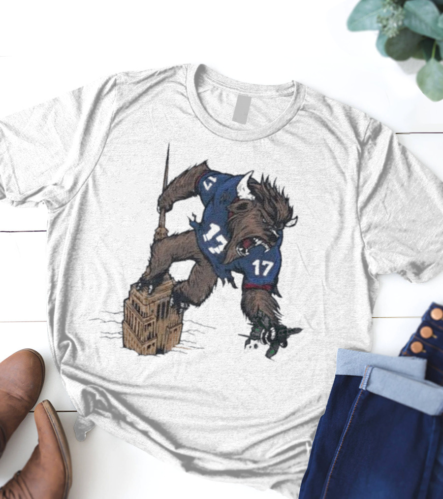 Buffalo Bills King Of New York Mascot Towering Beast Number 17 T-Shirt