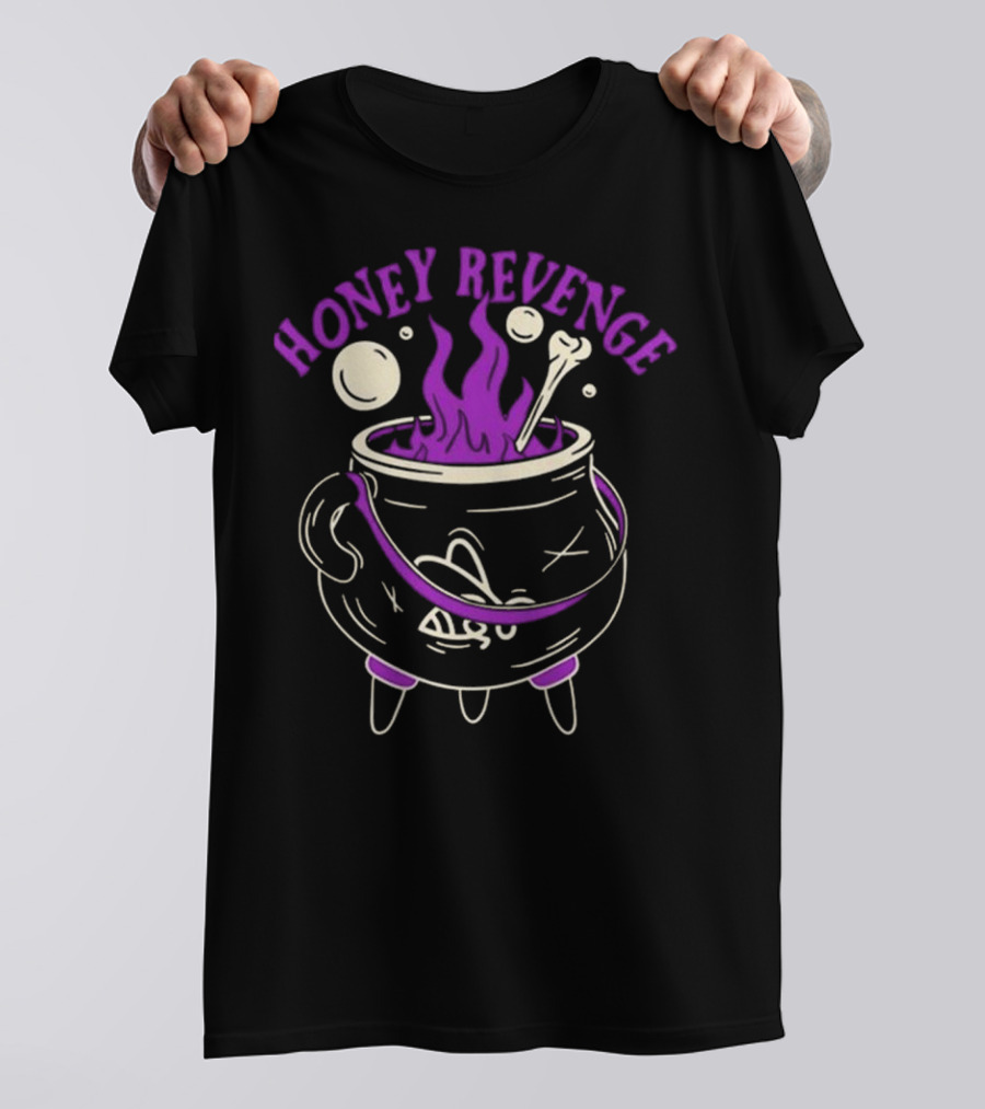 Honey Revenge Bubbling Cauldron With Bone And Flames T-Shirt