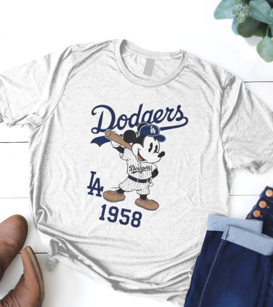 Mickey Mouse Los Angeles Dodgers 1958 LA Baseball T-Shirt