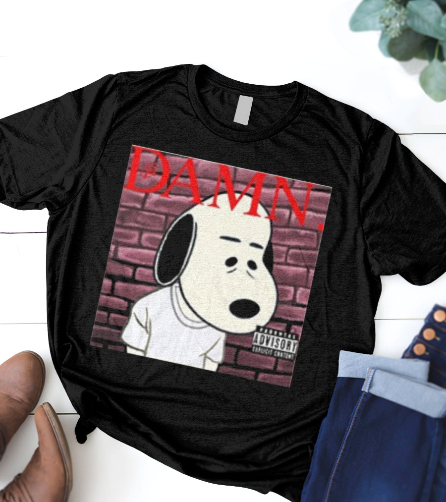 Damn. Snoopy Parental Advisory Brick Wall T-Shirt