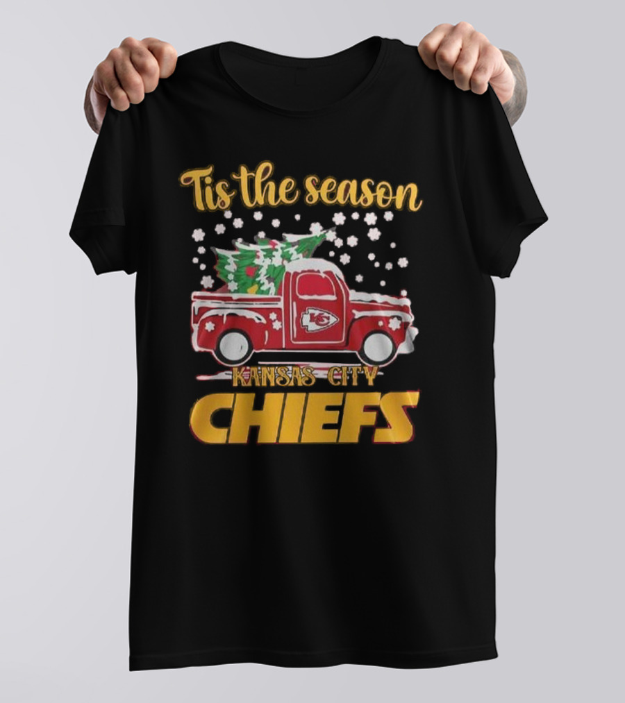 Tis The Season Kansas City Chiefs Christmas Truck Snowflakes T-Shirt