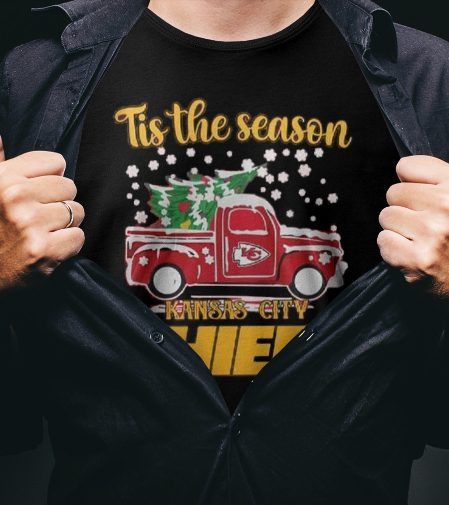 Tis The Season Kansas City Chiefs Christmas Truck Snowflakes T-Shirt