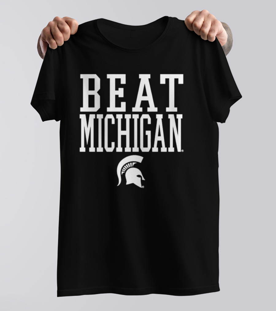 Beat Michigan Michigan State Spartans Helmet T-Shirt