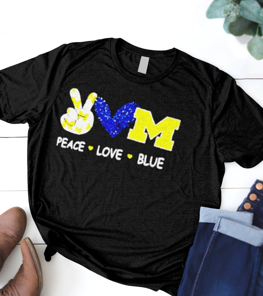 Peace Love M Blue T-Shirt