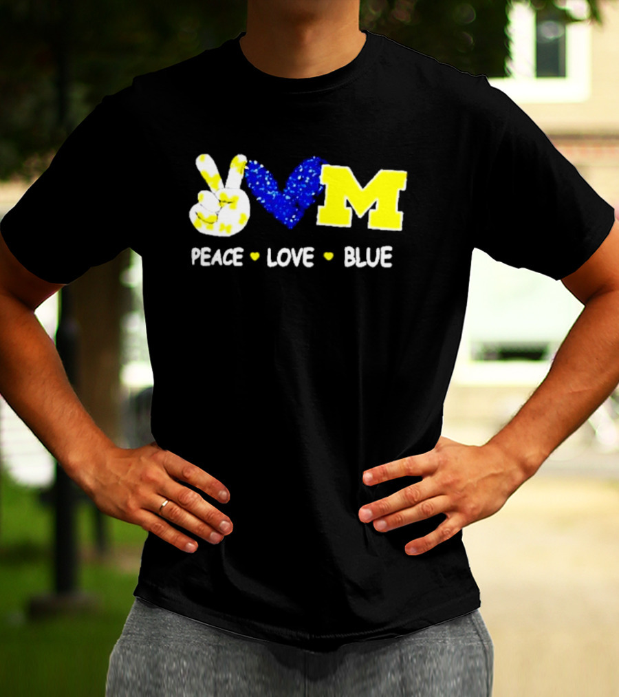 Peace Love M Blue T-Shirt