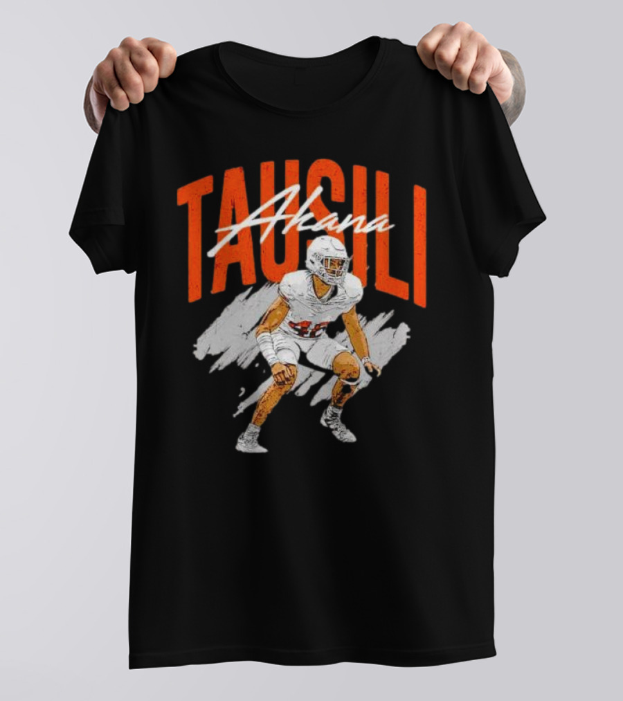 Tausili Akana Texas Longhorns Player Football Action T-Shirt