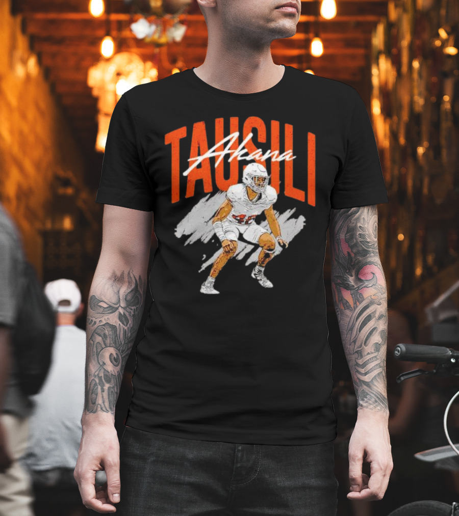 Tausili Akana Texas Longhorns Player Football Action T-Shirt