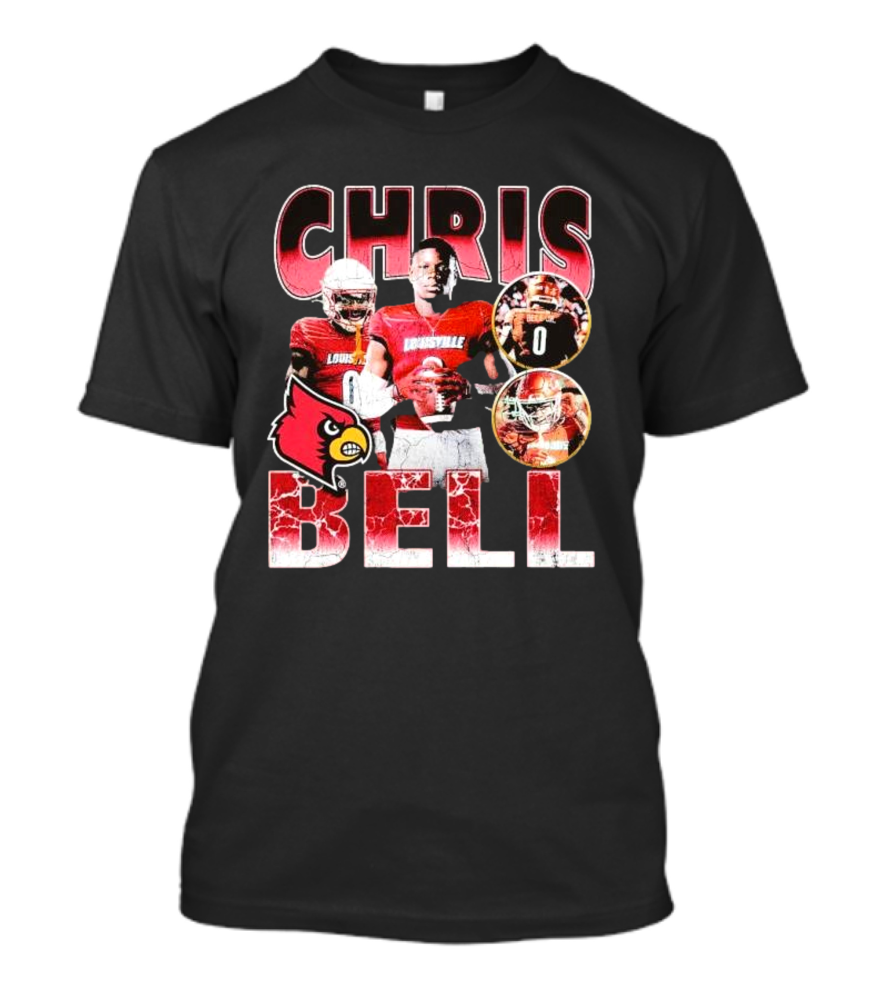 Chris Bell Louisville Cardinals Football Number 0 Retro Signature T-Shirt