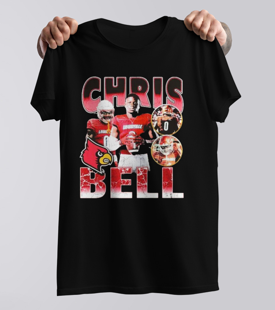 Chris Bell Louisville Cardinals Football Number 0 Retro Signature T-Shirt