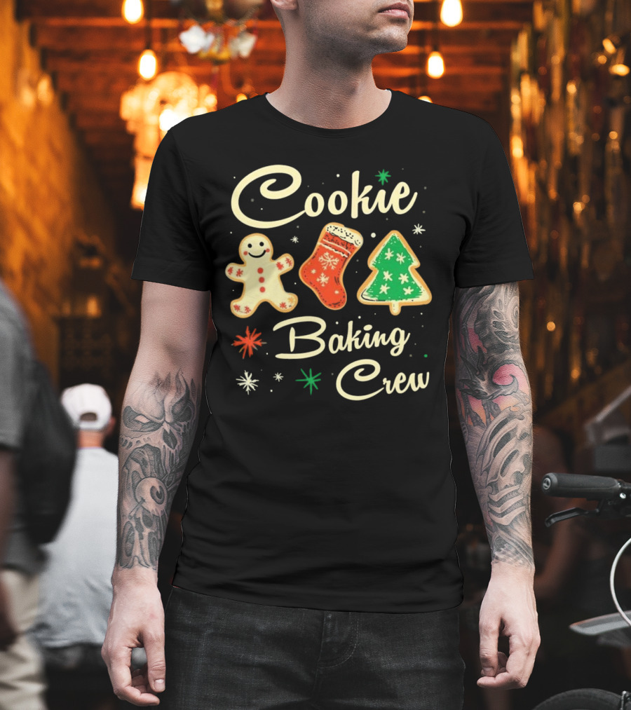 Cookie Baking Crew Christmas Gingerbread Stocking Tree Cookies T-Shirt